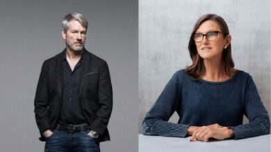 Michael Saylor und Cathie Wood auf der Bitcoin 2022 in Miami