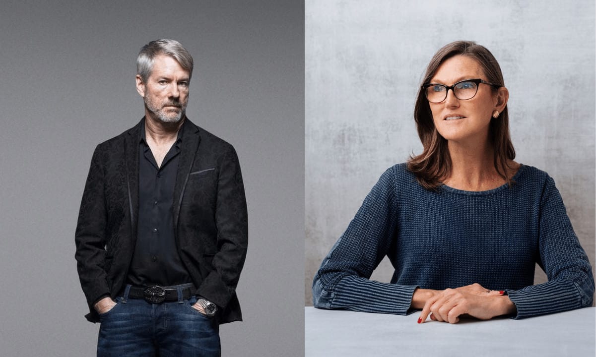 Michael Saylor und Cathie Wood auf der Bitcoin 2022 in Miami