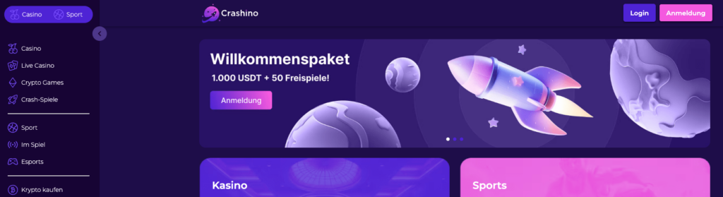 Crashino krypto casino bonus