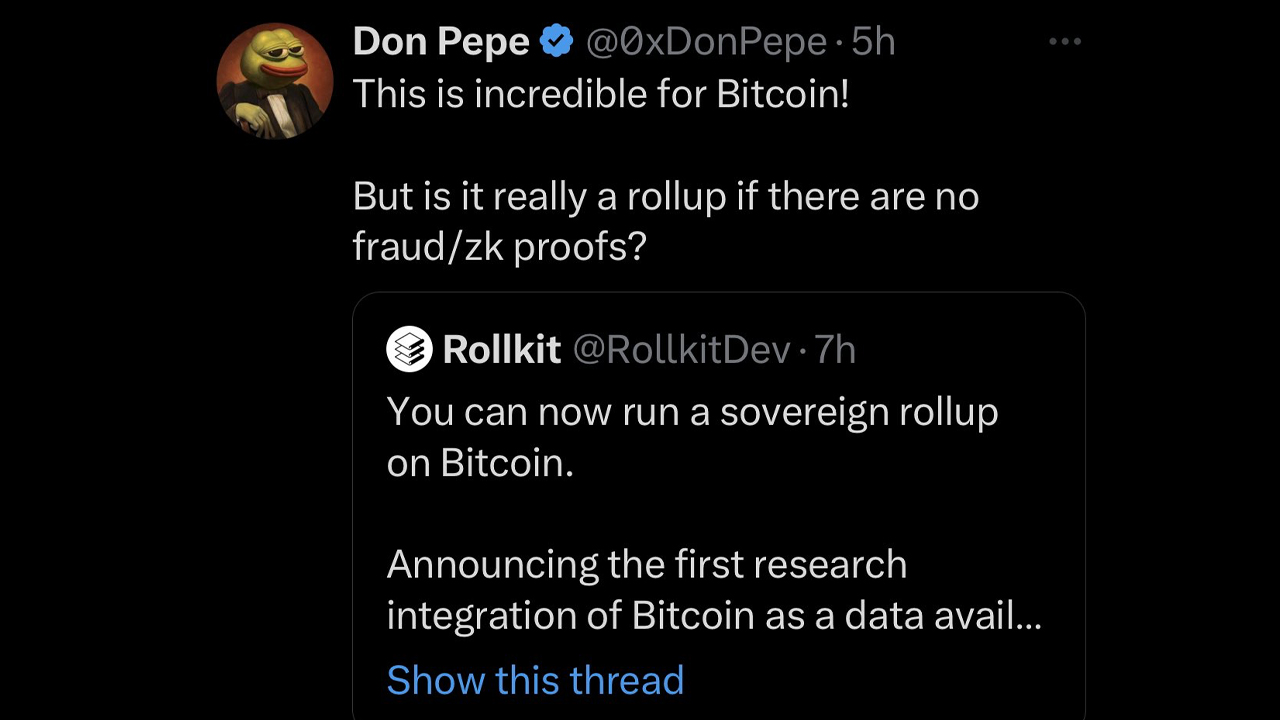 Rollkit-Entwickler nutzen Bitcoin für Sovereign Rollups und stoßen damit auf Kritik Ethereum Befürworter