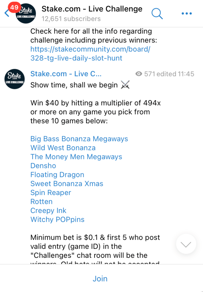 Stake telegram casino